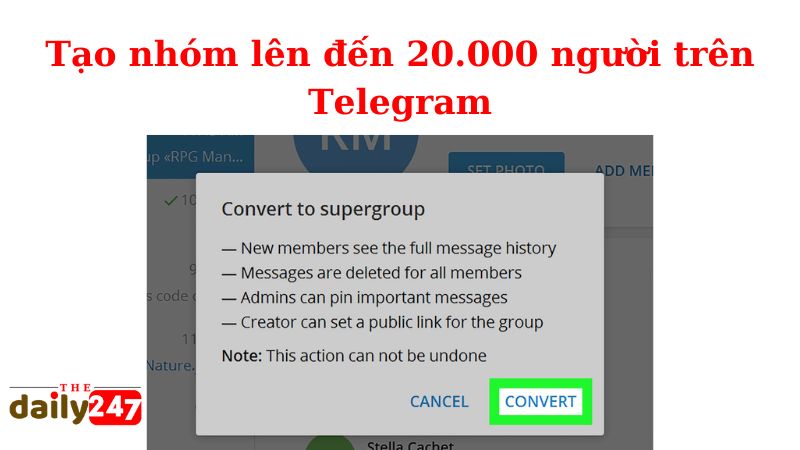 tạo nhóm lớn trên telegram